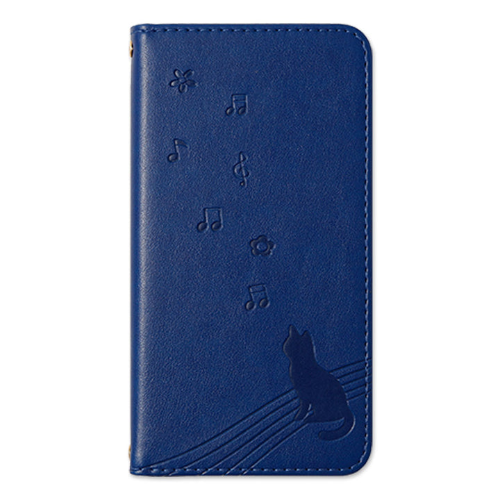 Vegan leather cat pattern embossed folio case
