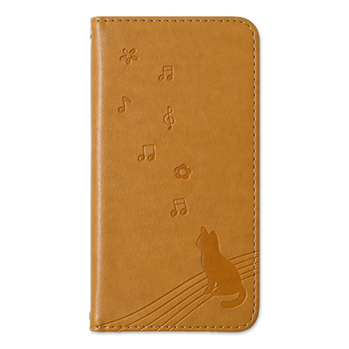 Vegan leather cat pattern embossed folio case