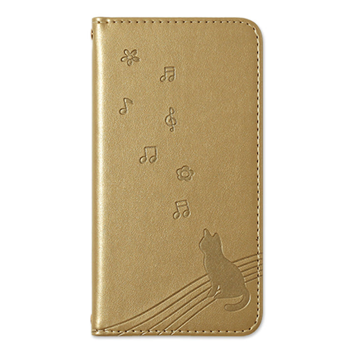 Vegan leather cat pattern embossed folio case