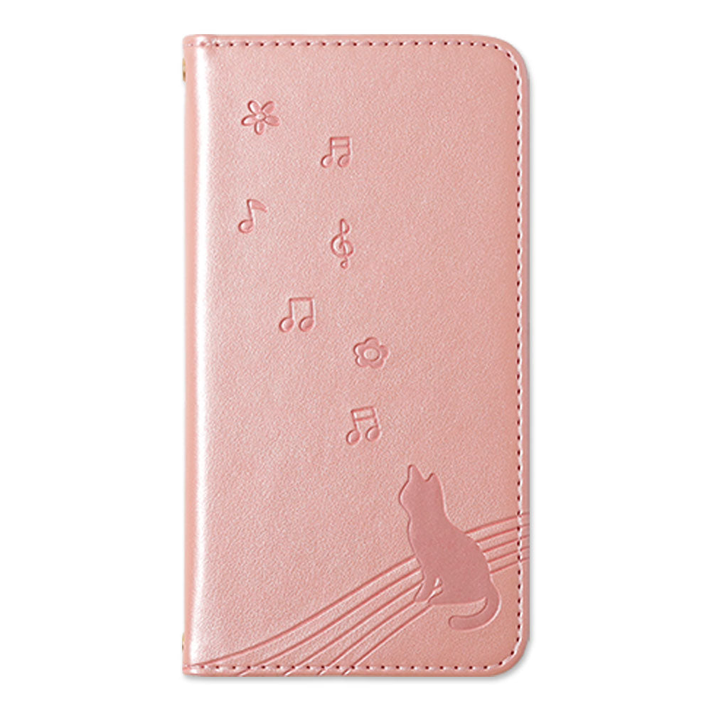 Vegan leather cat pattern embossed folio case