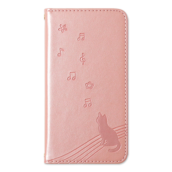 Vegan leather cat pattern embossed folio case