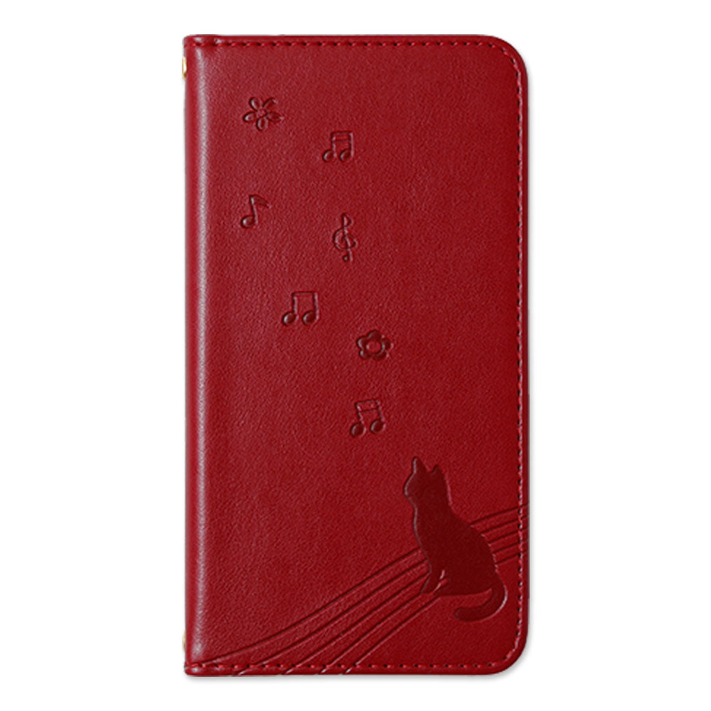 Vegan leather cat pattern embossed folio case