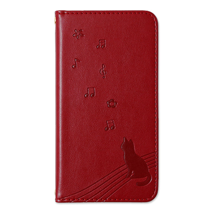 Vegan leather cat pattern embossed folio case