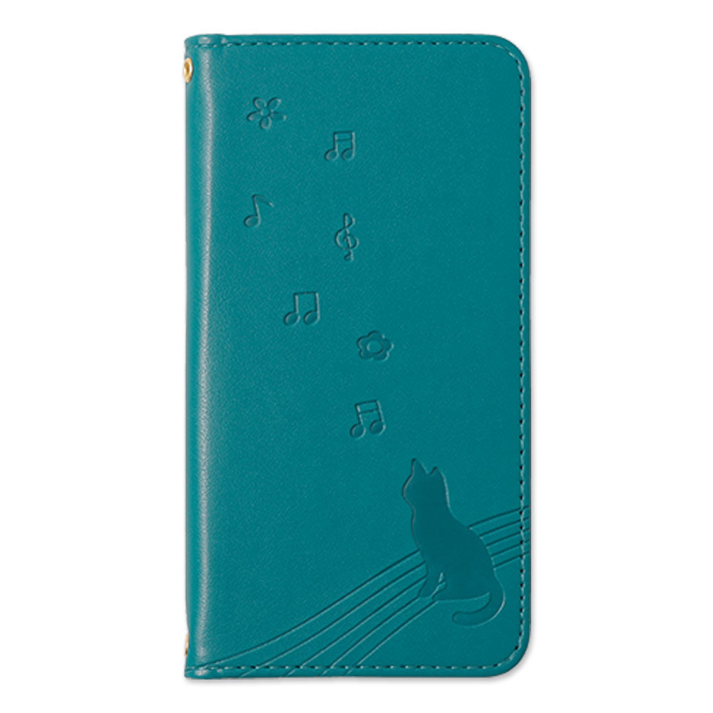 Vegan leather cat pattern embossed folio case