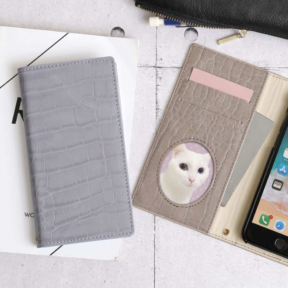 Vegan leather crocodile pattern pastel wallet case