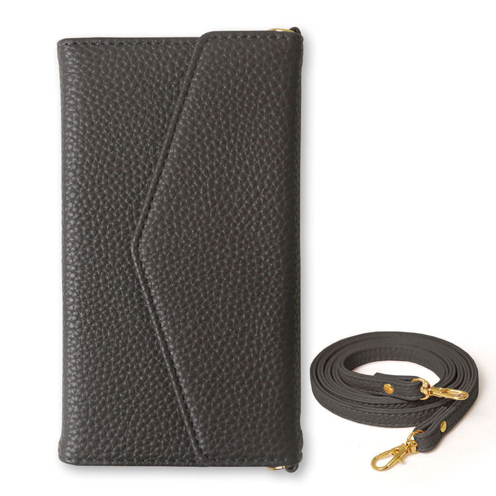 ヴィーガンレザー 三つ折り ダスティカラー ストラップ付 手帳型ケース iPhoneシリーズ