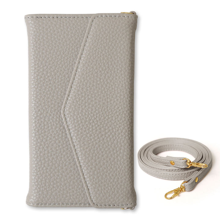 ヴィーガンレザー 三つ折り ダスティカラー ストラップ付 手帳型ケース