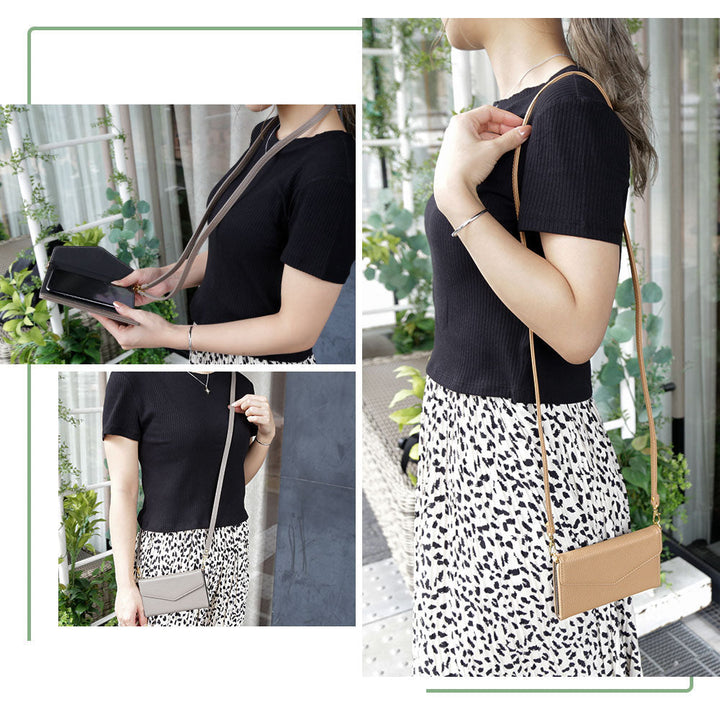 ヴィーガンレザー 三つ折り ダスティカラー ストラップ付 手帳型ケース iPhoneシリーズ