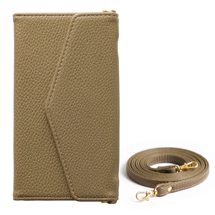 Vegan leather muted color tri-fold strap-attached wallet case for Google Pixel series