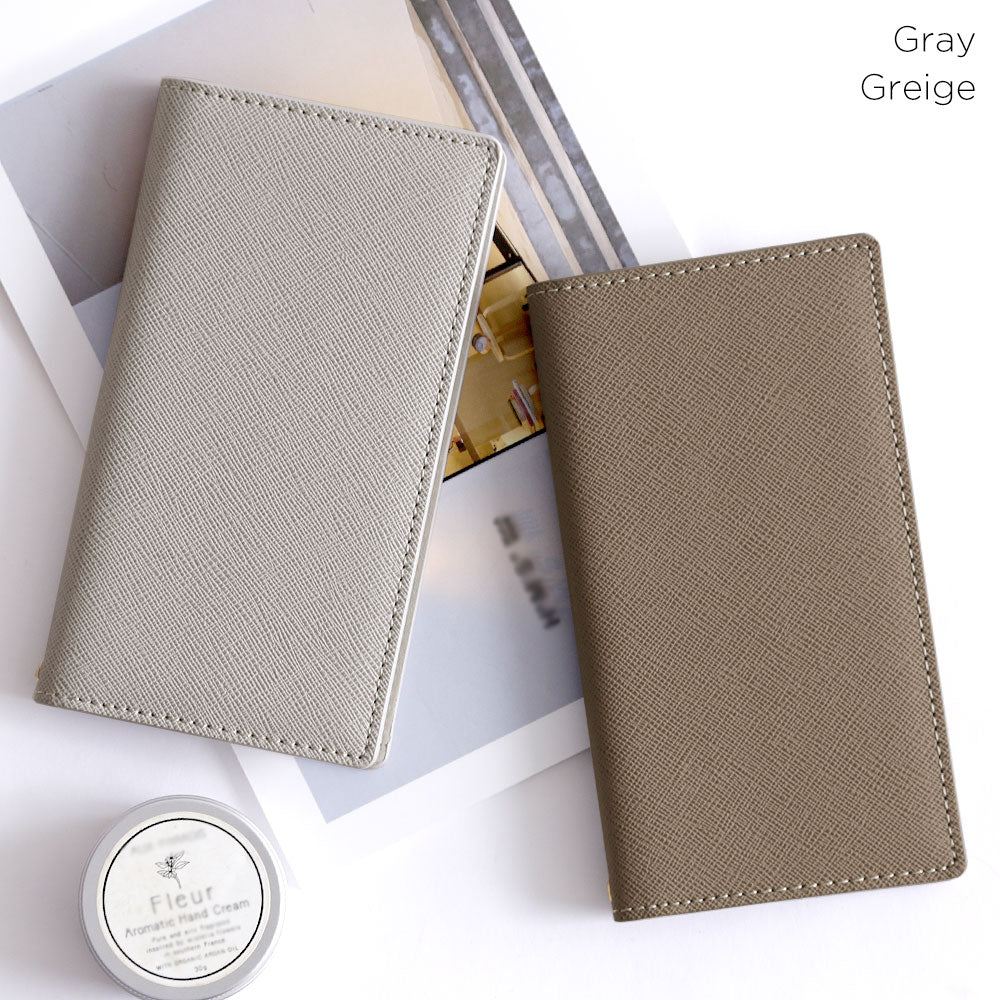 Vegan leather Saffiano leather-style stand function notebook case