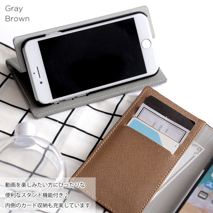 Vegan leather Saffiano leather-style stand function notebook case