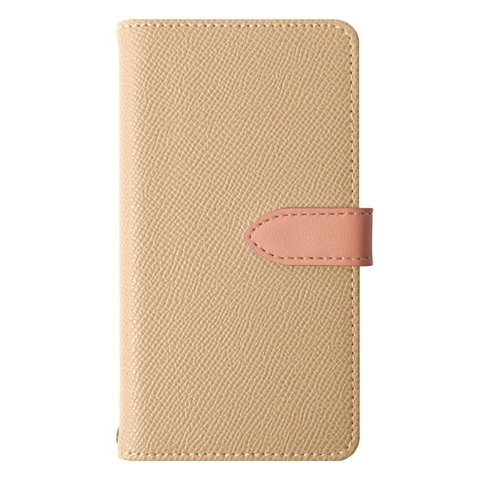 Étui portefeuille à fonction support avec ceinture bicolore en cuir végan (avec ceinture) pour la série iPhone