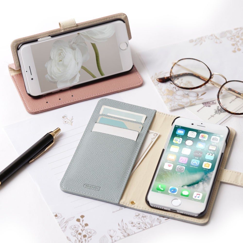 Étui portefeuille à fonction support avec ceinture bicolore en cuir végan (avec ceinture) pour la série iPhone