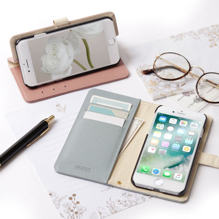 Étui portefeuille à fonction support avec ceinture bicolore en cuir végan (avec ceinture) pour la série iPhone