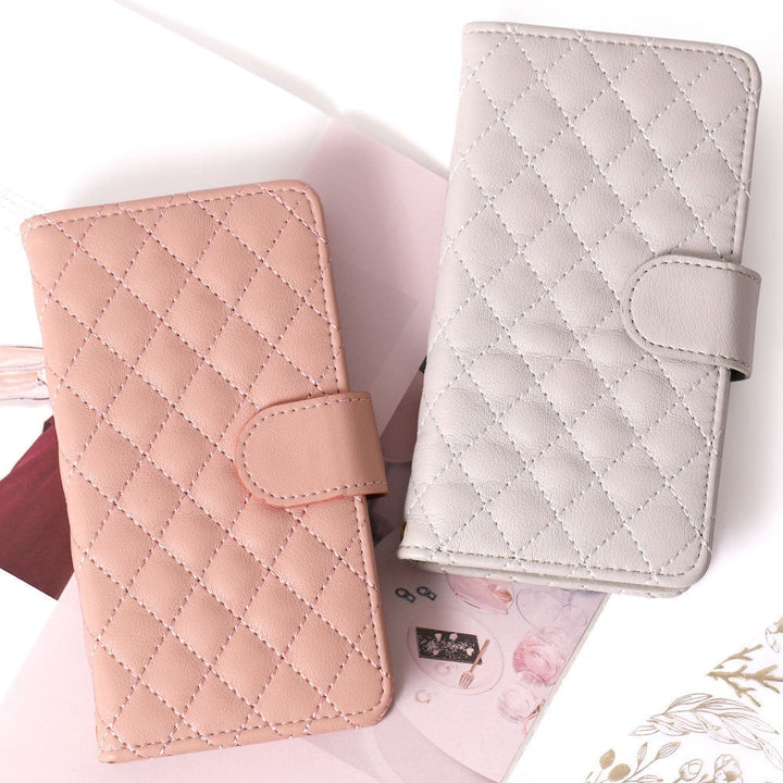 キルティング ミラー付き 手帳型ケース（ベルトあり） iPhoneシリーズ