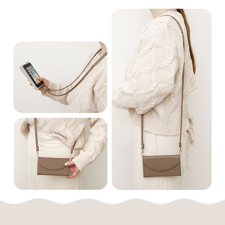 Vegan leather tri-fold smoky color strap-attached notebook-style case for iPhone series