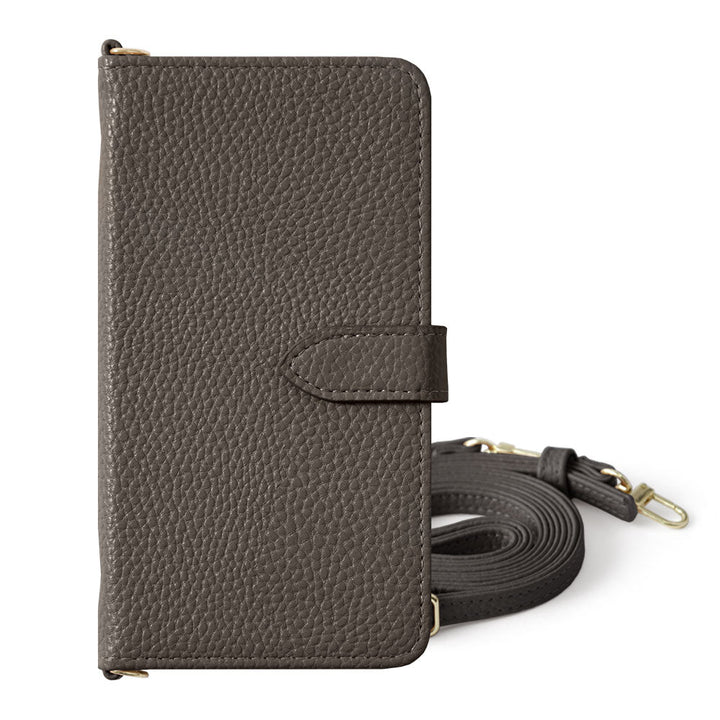 Vegan leather dusty color strap-attached wallet case (with belt) Galaxy series