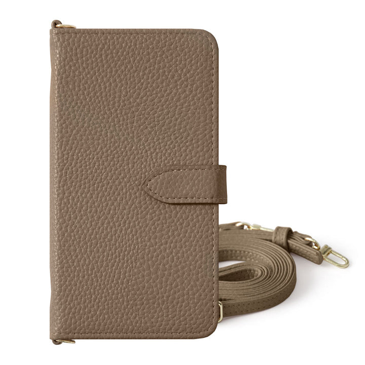 Vegan leather dusty color strap-attached wallet case (with belt) Galaxy series