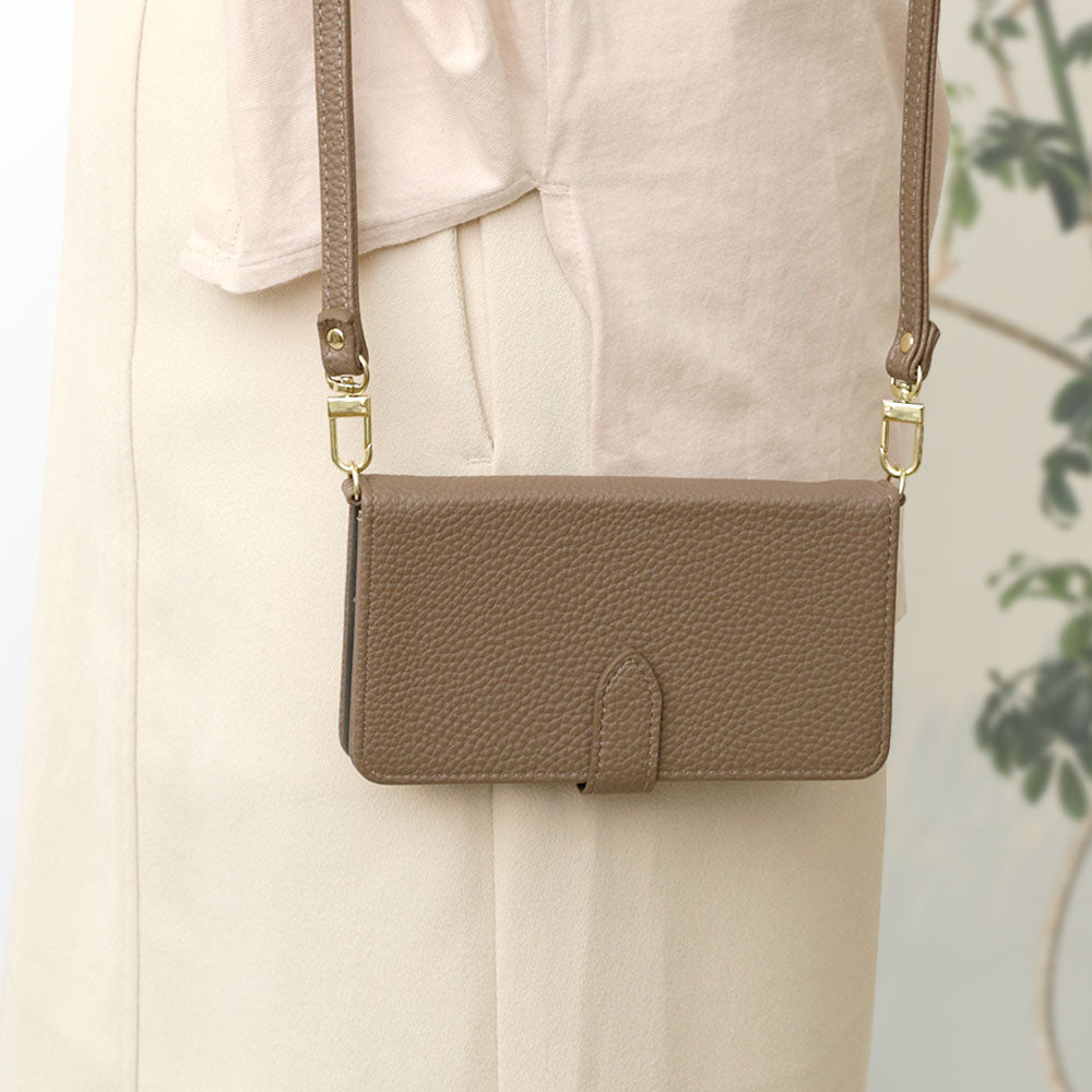 Vegan leather dusty color strap-attached wallet case (with belt) Galaxy series