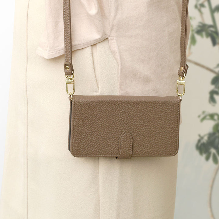 Vegan leather dusty color strap-attached wallet case (with belt) Galaxy series