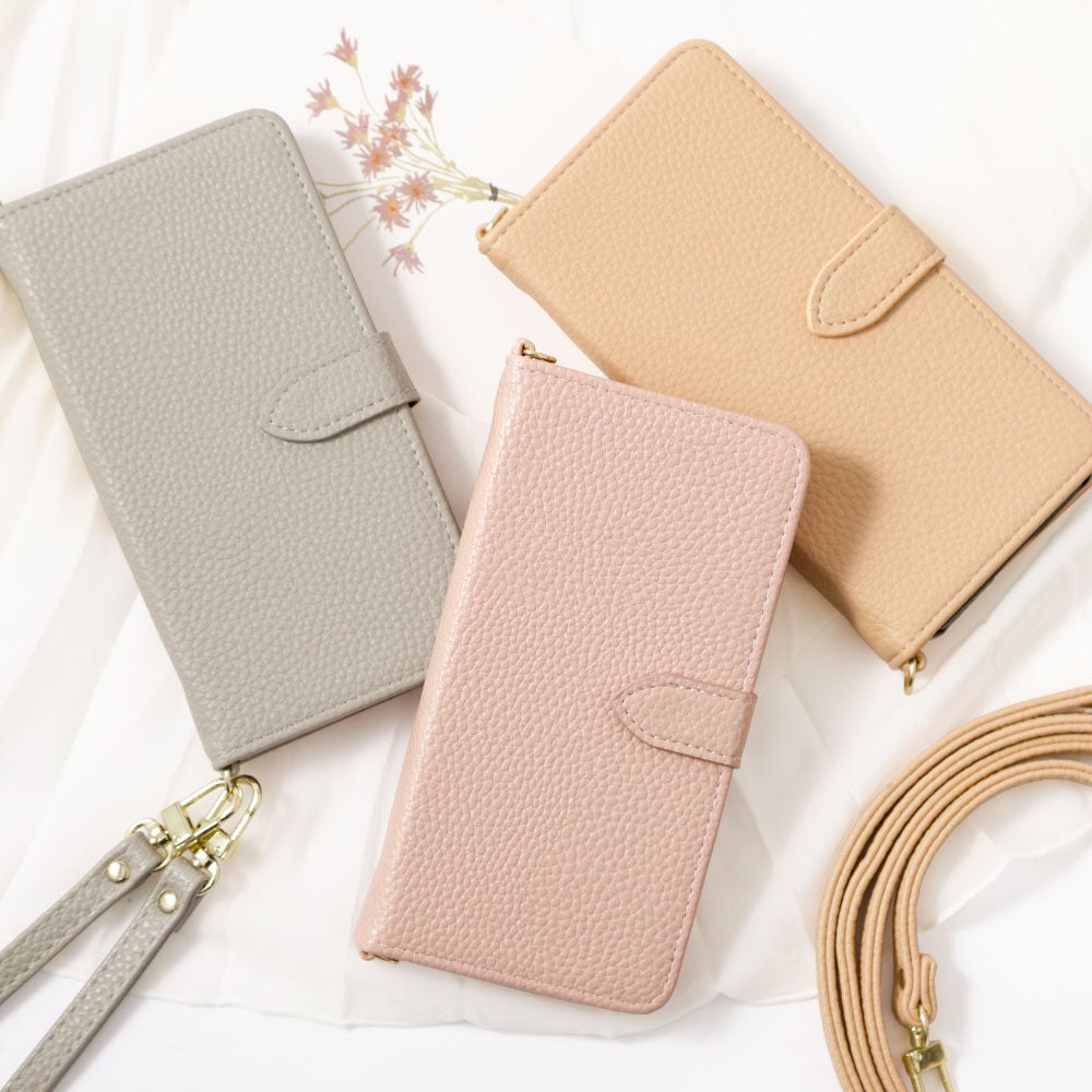 Vegan leather dusty color strap-attached wallet case (with belt) Galaxy series
