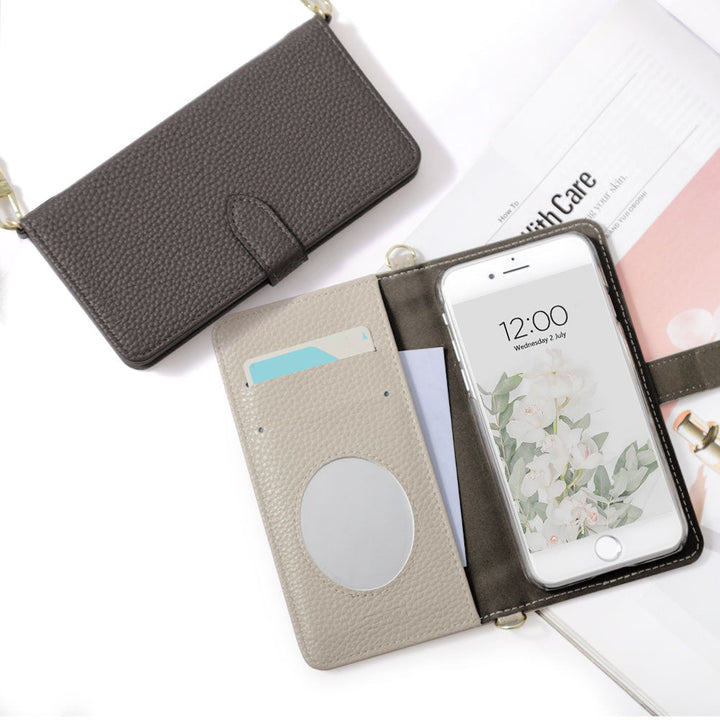 Vegan leather dusty color strap-attached wallet case (with belt) Galaxy series