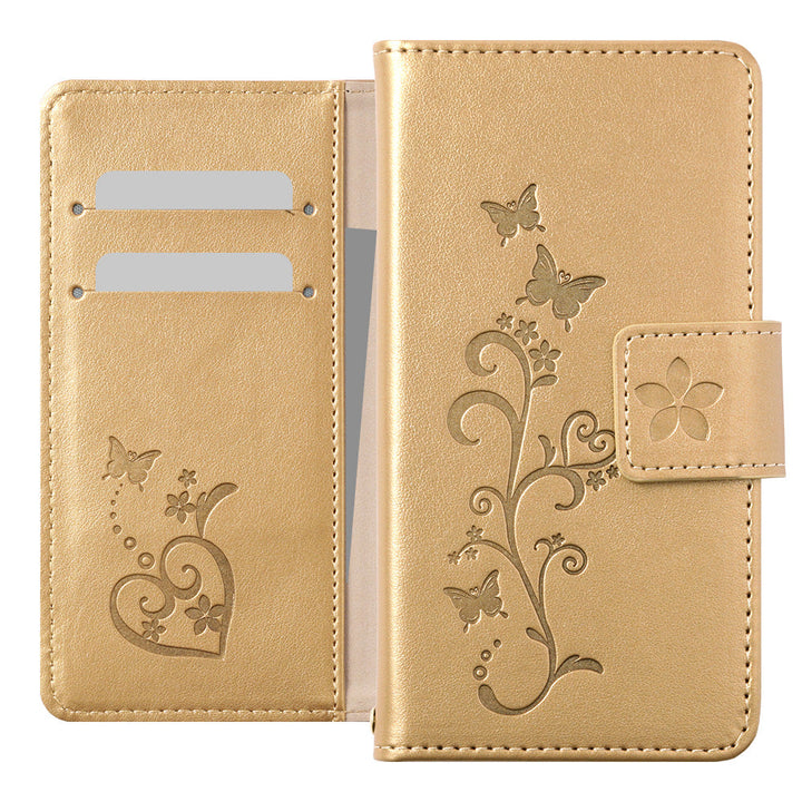 Vegan Leather Butterfly Flower Embossed Wallet Case