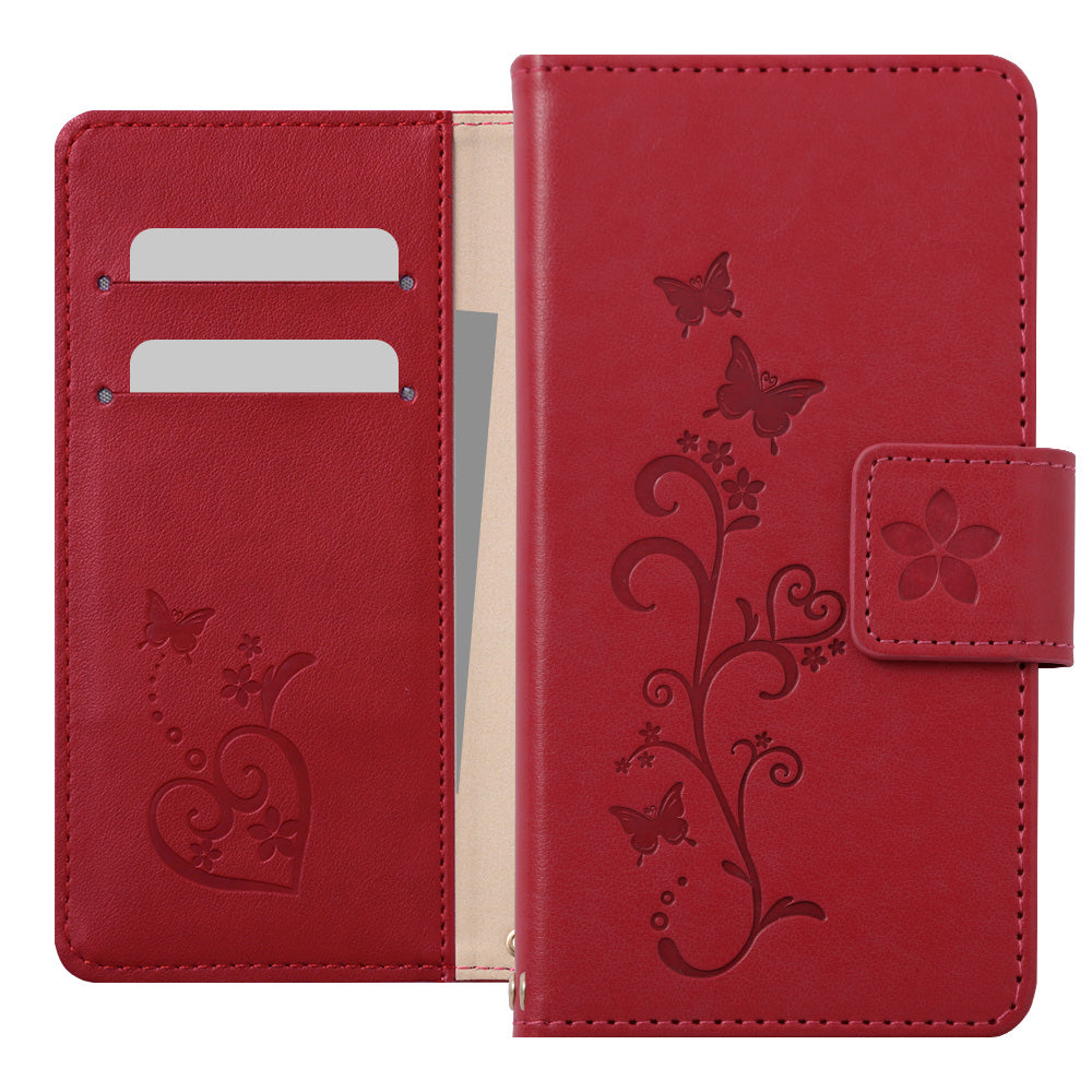 Vegan Leather Butterfly Flower Embossed Wallet Case