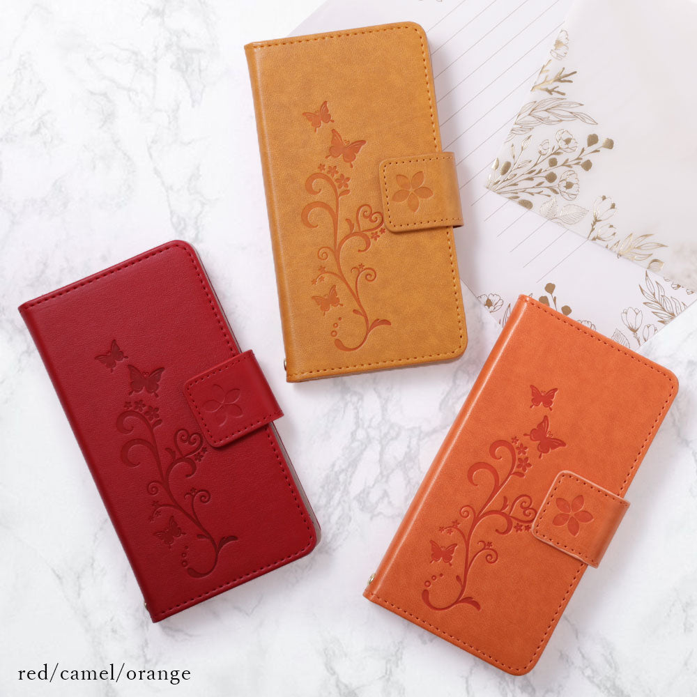 Vegan Leather Butterfly Flower Embossed Wallet Case
